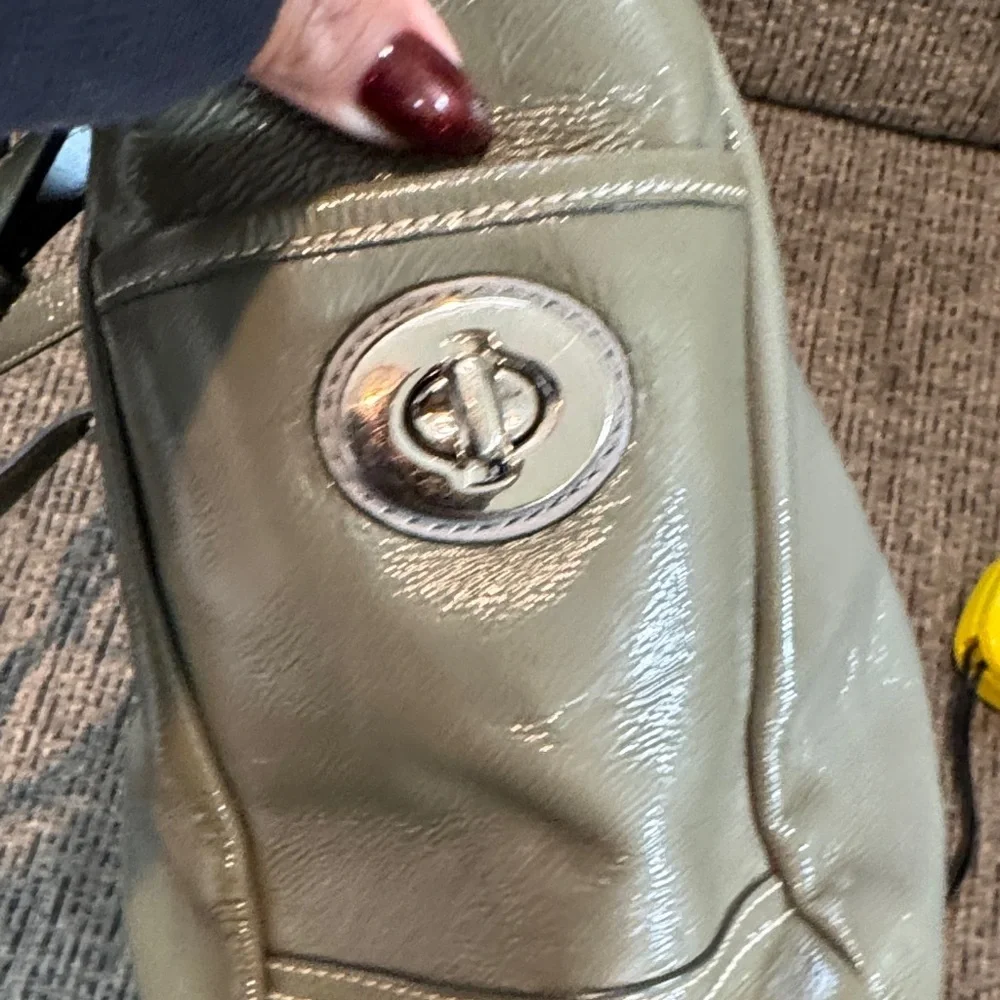 Vintage Coach Metallic Olive Leather Tote